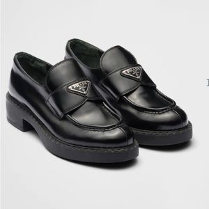 Prada Chocolate Brushed Leather Loafers NWT Size 37.5